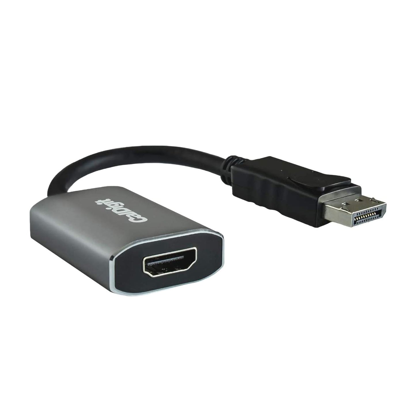 DisplayPort to HDMI Adapter on a white background.