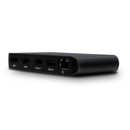 Side front view of the Dual HDMI Mini Dock on a white background.