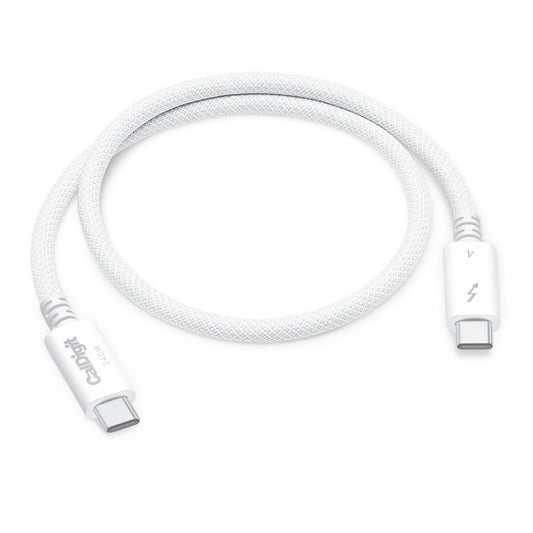 A white Thunderbolt 4 Pro Cable coiled on a white background.