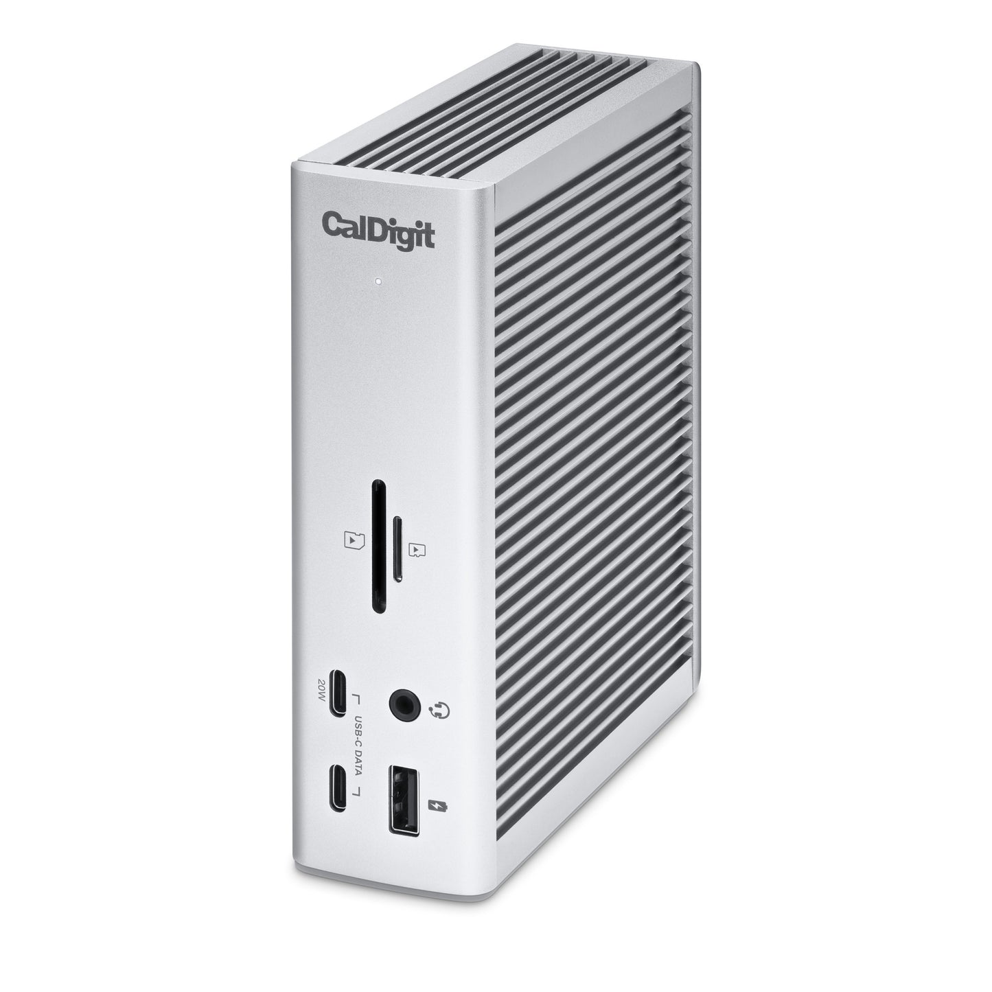 A silver Thunderbolt 4 Pro Dock on a white background.