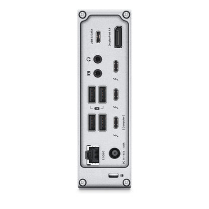The back of a Thunderbolt 4 Pro Dock on a white background.
