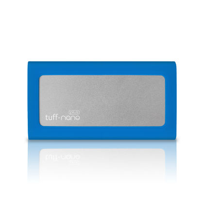 Top view of a blue Tuff nano Plus on a white background.